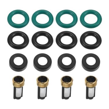 Imagem de A ABSOPRO Vedações de anéis de vedação de injetor de combustível com microfiltros Kit de reparo de injetor de combustível para Honda Civic para Acura Rubber Black (conjunto de 4)