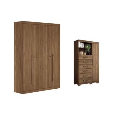 Imagem de Guarda Roupa +cômoda 2 Peças Qc346 Jatobá - Santos Andirá