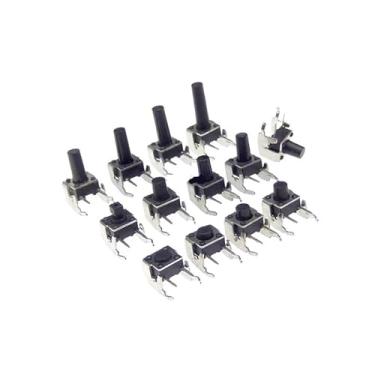 Imagem de 20 peças 6 x 6 x 15 A 6 x 15 mm interruptor de botão de toque de 4 pinos auto-redefinir inserção lateral de 90 graus com suporte