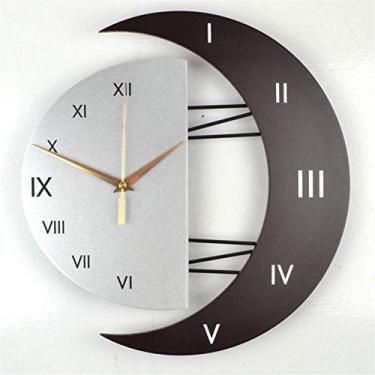 Imagem de Relógio de parede lua, moderno, tamanho grande, movimento de digitalização silenciosa, relógio de parede, sala de estar, quarto, decoração separada (A)