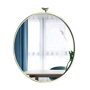 Imagem de U5GAAALPPQ9 Espelho de maquiagem montado na parede HD espelho de barbear grande moderno espelho de parede redondo espelho de vidro verdadeiro metal e diâmetro 40-70 cm banheiro lounge corredor