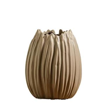 Imagem de Vaso de flores em forma de casca de ovo bonito vaso de porcelana arranjos de flores secas ornamentos sala de estar quarto estudo sala de chá decorativos vasos decorativos de flores (cor: cinza) (cinza