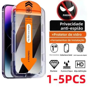 Imagem de Protetores De Tela Para iPhone Em Vidro Temperado Anti-Spy, Fácil De I