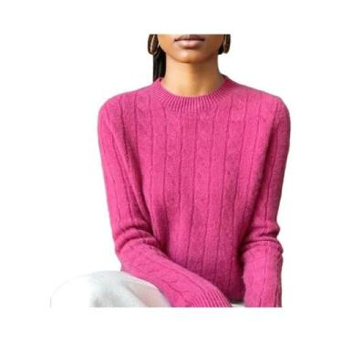 Imagem de Suéter De Lã Feminino Outono Inverno Gola Redonda Manga Longa Moda Cor