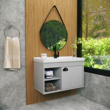 Imagem de Gabinete Armario para Banheiro 100% MDF com Cuba - Monza 60cm - RIVERZ