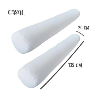 Imagem de Kit 02 Capas para Rolo de Cabeceira Casal 135x20cm Branco Arrumadinho 