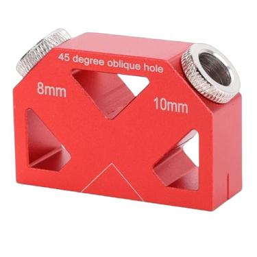 Imagem de Asixxsix Posicionador de Broca de 45 Graus, Guia de Broca de Passador de Liga de Alumínio, Localizador de Furo Inclinado de 45 Graus, Posicionador de Gabarito de Parafuso de Bolso para