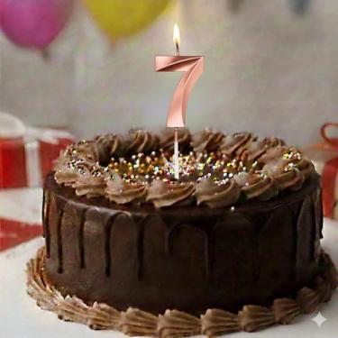 Imagem de Vela De Aniversário Mini Design Número Com 5Cm Silver Festas Rose (Número 7)