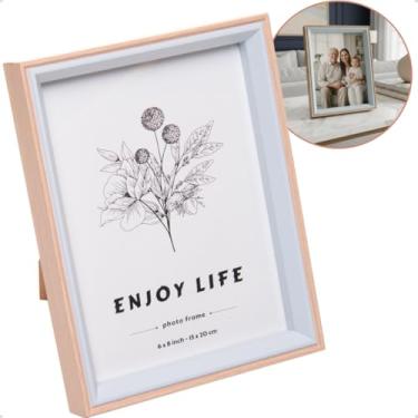 Imagem de Porta Retrato Decorativo de MDF Branco 15x20cm Moldura Profunda para Foto com Vidro (Azul)