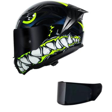 Imagem de Capacete LS2 FF810 Vigo Sarbul Preto Azul e Amarelo Mais Viseira Fumê