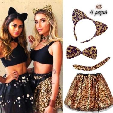 Imagem de Fantasia Oncinha Carnaval Feminina Adulta kit Com 4 Peças - Fantasias 