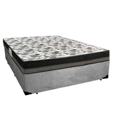 Imagem de Cama Box Casal Suede + Colchão Ortobom Iso Dupla Face 60X138X188 Cinza