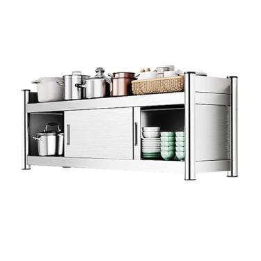 Imagem de Armário de parede de aço inoxidável resistente com portas deslizantes - Solução de armazenamento de nível comercial para cozinhas, bares, escolas e garagens - Unidade de prateleira durável para