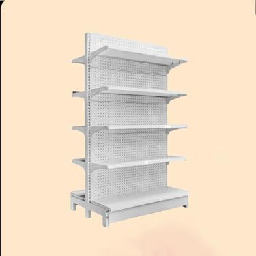 Imagem de Prateleiras de gôndola de varejo para supermercados e lojas de conveniência - Prateleiras versáteis montadas na parede para uso em mercearia e varejo, soluções de armazenamento pesadas, design