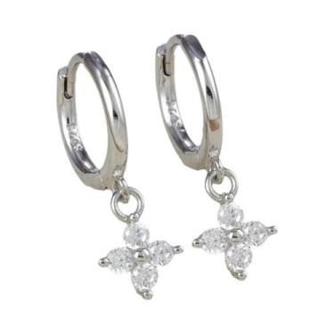 Imagem de Brincos De Argola Com Pingente De Flor De Zircônia Colorida Para Mulhe