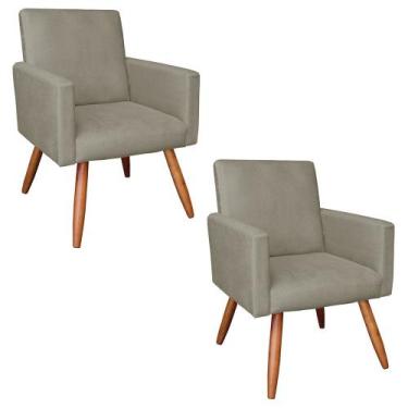 Imagem de Kit 02 poltronas larissa suede marrom ra - DRossi