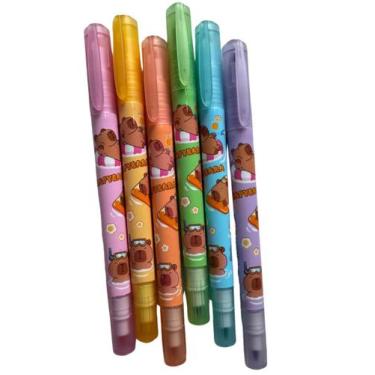 Imagem de Canetinha Capivara Marca Texto Duplo Volta as Aulas Colorido - MLBpel,