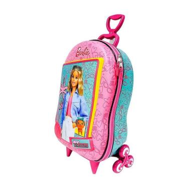Imagem de Mala De Viagem Infantil Com Rodinha Barbie In Style 3d Rosa