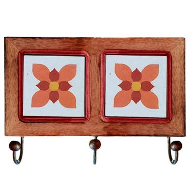 Imagem de Cabideiro De Parede Rustico Ladrilho Hidraulico Para Roupas Bolsas Chaves J2