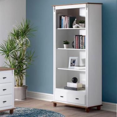 Imagem de Estante Antique 3 Prateleiras 1 Gaveta Laca Branca