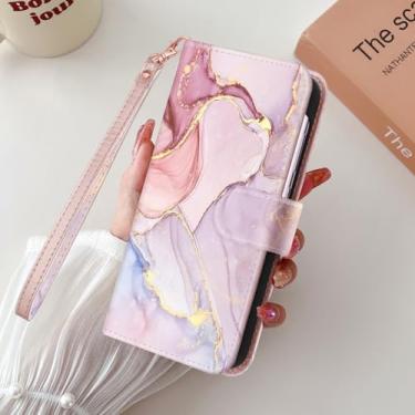 Imagem de Capa carteira para Samsung S23 Plus, capa carteira para Samsung Galaxy S23 Plus, ouro rosa, mármore, fecho magnético, suporte, à prova de choque, porta-cartão, capa protetora completa para S23 Plus