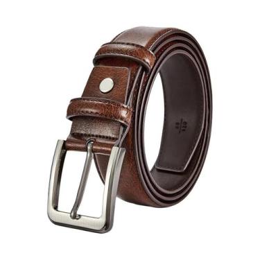 Imagem de Cinto De Couro Genuíno Marrom Para Homens E Meninos Com Fivela De Pino