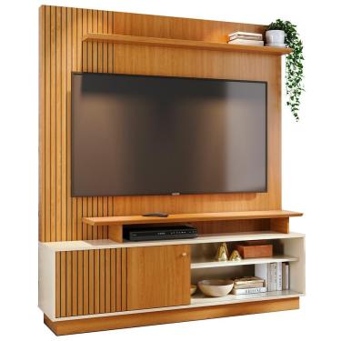 Imagem de Estante Painel Para Tv 65 Pol Frisado 160cm Tales M07 Cinamomo Off White - Lyam Decor