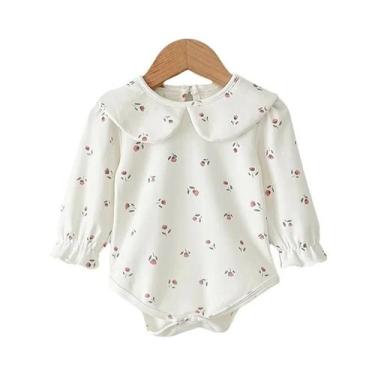 Imagem de Macacão Branco De Algodão Para Bebê Menina 0-24M Com Gola Bordada Prim