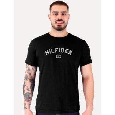 Imagem de Camiseta Tommy Hilfiger Masculina Outline Arc Script Preta-Masculino