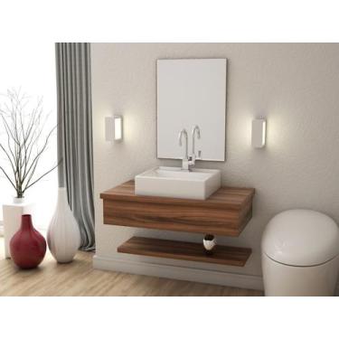 Imagem de Bancada Metrópole 806w 80cm C/Cuba Q39 e Espelheira - Compace, Branco