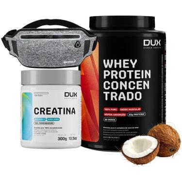 Imagem de Kit Performance Pochete Corrida Ajustavel + Creatina 300g + Whey 900g Sabores Dux Human Health-Unissex
