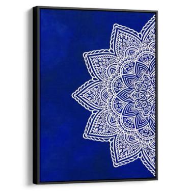 Imagem de Quadro Mandala - Flor Azul em Contraste Vibrante - Mioquadros, 120x80 