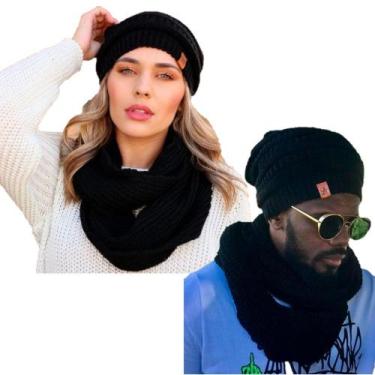 Imagem de Conjunto Touca Caída Gorro Beanie Masculino E Feminino Com Cachecol Go