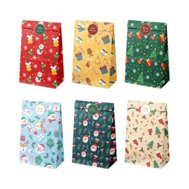 Imagem de Sacolas De Papel Kraft Retro Para Natal 12 24pcs, Sacolas De Presente 