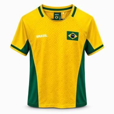 Imagem de Camiseta Torcedor Brasil Bandeira Copa Do Mundo Braziline, Amarelo, P