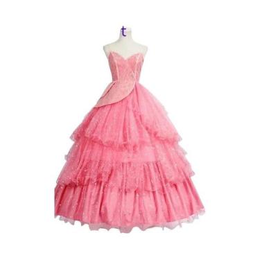 Imagem de Fantasia De Cosplay Da Bruxa Glinda a Boa Para Adultos, Vestido Rosa D