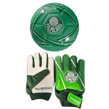 Imagem de Luva De Goleiro Infantil DRB + Bola Palmeiras, Verde, 7