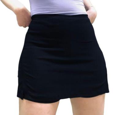 Imagem de Saia com fendas laterais feminino bengaline cintura alta curto lindo m
