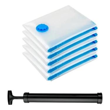Imagem de 5 Saco À Vácuo Organizador Cobertor 60x80cm + Bomba De Ar - Congratula