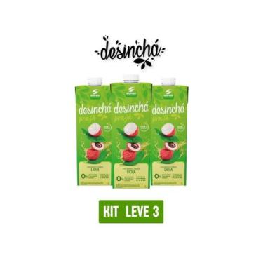 Imagem de Chá branco desinchá pra já lichia 1l kit 3 unid zero calorias zem cons