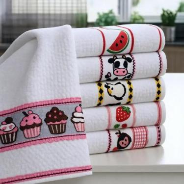 Imagem de Pano De Prato Atoalhado Felpudo Copa Luxo Gourmet 10 Unid - Congratula