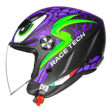 Imagem de Capacete Race Tech Play Snake Preto e Roxo Cor:Preto+RoxoTamanho:56Gên