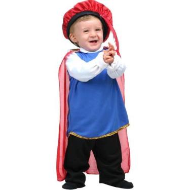 Imagem de Fantasia Príncipe Bebê 1 A 2 Anos Blusa + Capa Calça e Boina - Sulamer