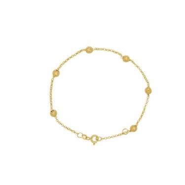 Imagem de Pulseira Bolas Ouro 18k Corrente Elo Português Feminina 18 cm - GARIMP