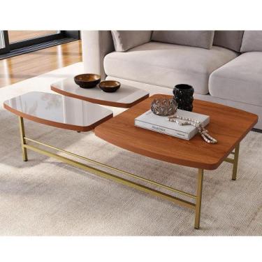 Imagem de Mesa de Centro Lile 1,10m Luxo MDF 25mm Usinado Pés de Ferro Moderna -