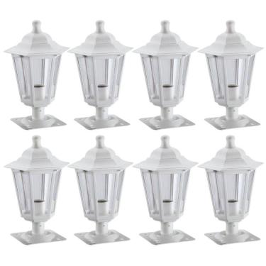 Imagem de Kit 8 Balizadores Jardim Muro Luminária Externa Grega Dital 31cm Clássico Branco