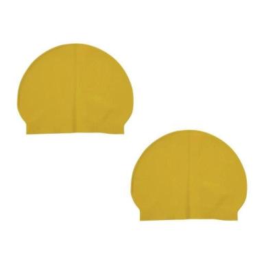 Imagem de Kit 2 Touca de Natação Látex Impermeável Amarelo Unissex Mor