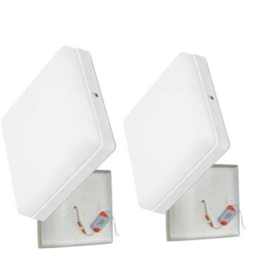 Imagem de Kit 2 Plafon Led Borda Infinita 50W Sobrepor Quadrado 30cm x 30cm Bivo