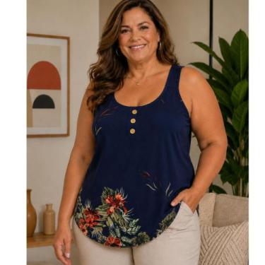 Imagem de Regata Feminina Malha Liganete Estampadas Senhoras - PMQ, Sortida, GG