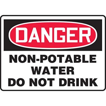 Imagem de Accuform MCAW124VP Placa de segurança de plástico, lenda, "DANGER NON-POTABLE WATER DONOT DRINK", 18 cm de comprimento x 25 cm de largura x 0,1 cm de espessura, vermelho/preto sobre branco